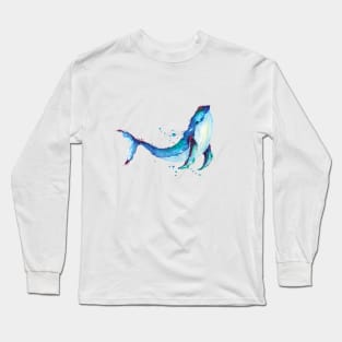 whale painted with watercolor 2 Long Sleeve T-Shirt